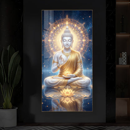 Blessings Of Buddha Modern Luxury Backlight Vertical Wall Art
