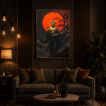 Gautam Buddh Modern Luxury Backlight Vertical Wall Art