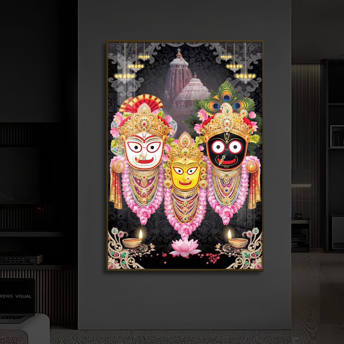 Lord Jagannath Modern Luxury Backlight Vertical Wall Art