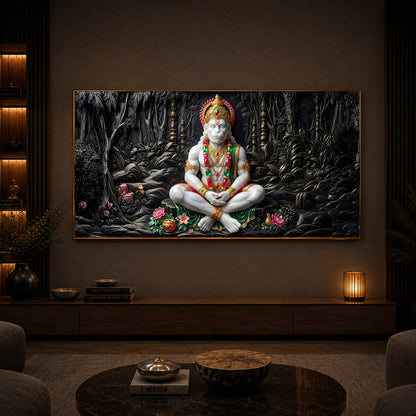 Lord Hanuman Modern Luxury Backlight Horizontal Wall Art