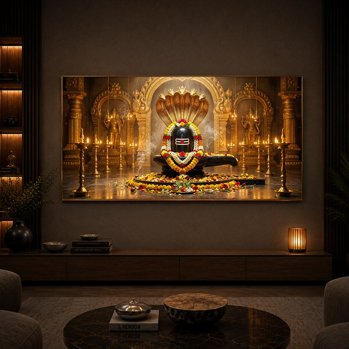 Bholenath Ji Modern Luxury Backlight Horizontal Wall Art