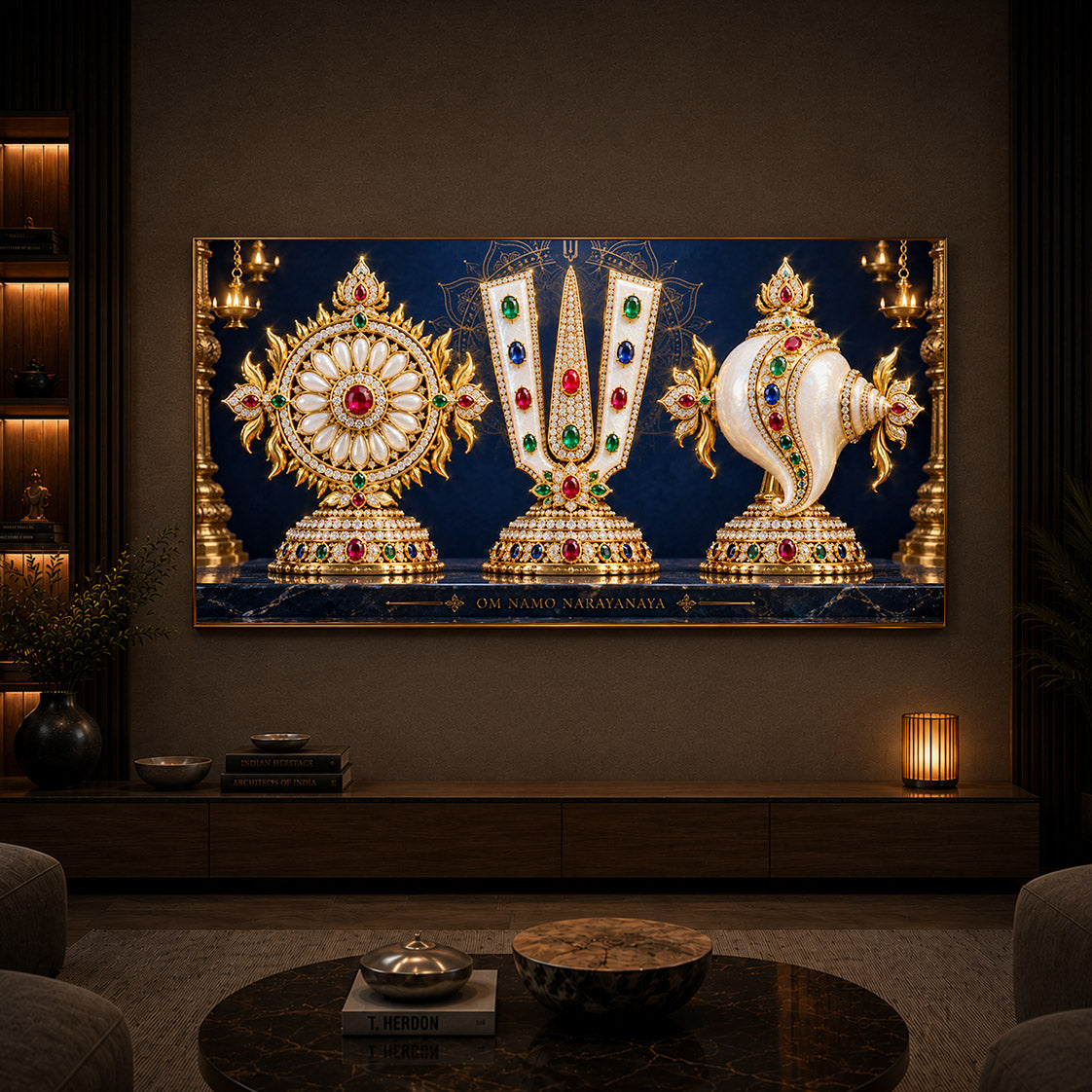 Divine Balaji Symbols Modern Luxury Backlight Horizontal Wall Art