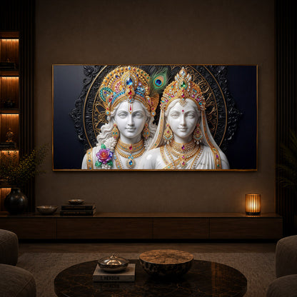Generic Radha Krishna Modern Luxury Backlight Horizontal Wall Art