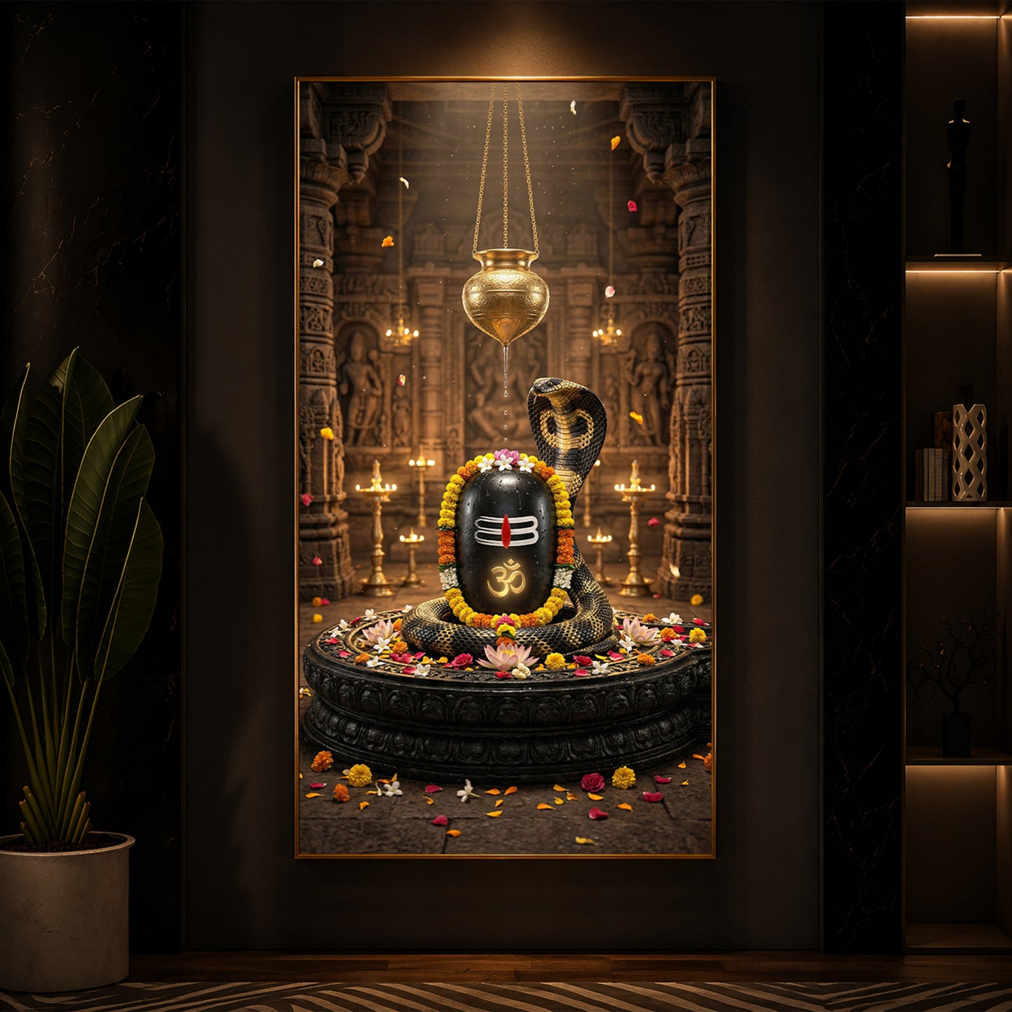Om Namah Shivayah Modern Luxury Backlight Vertical Wall Art