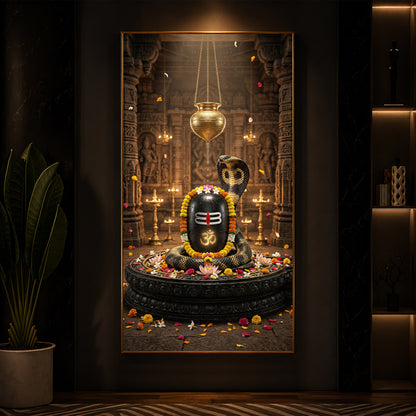 Om Namah Shivayah Modern Luxury Backlight Vertical Wall Art