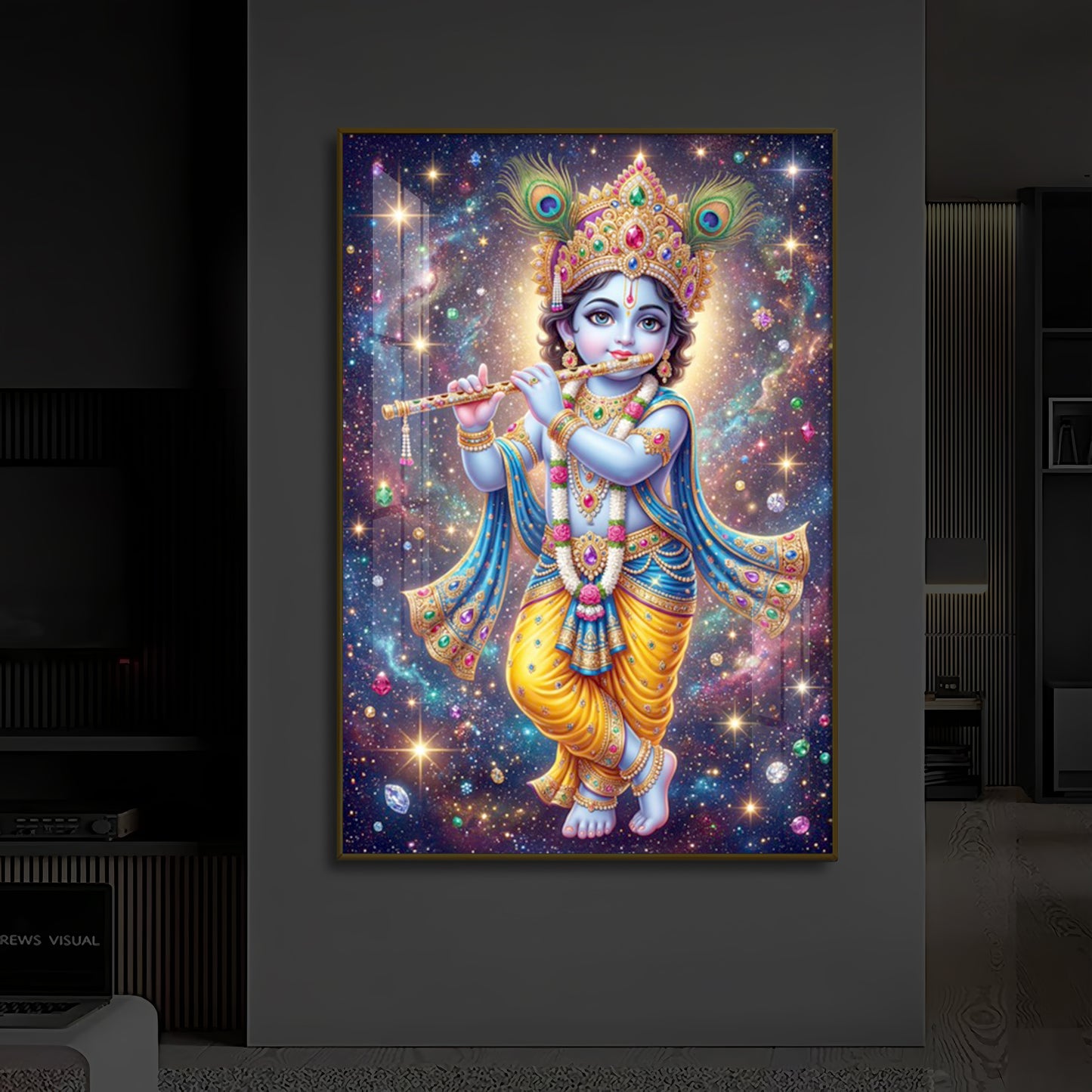 Bal Shree Krishna Modern Luxury Backlight Vertical Wall Art
