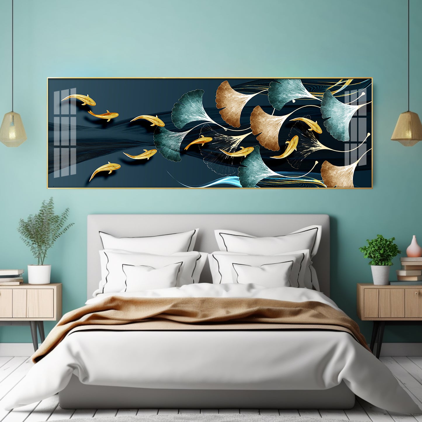 Glittering Goldfish Gala Premium Acrylic Horizontal Wall Art