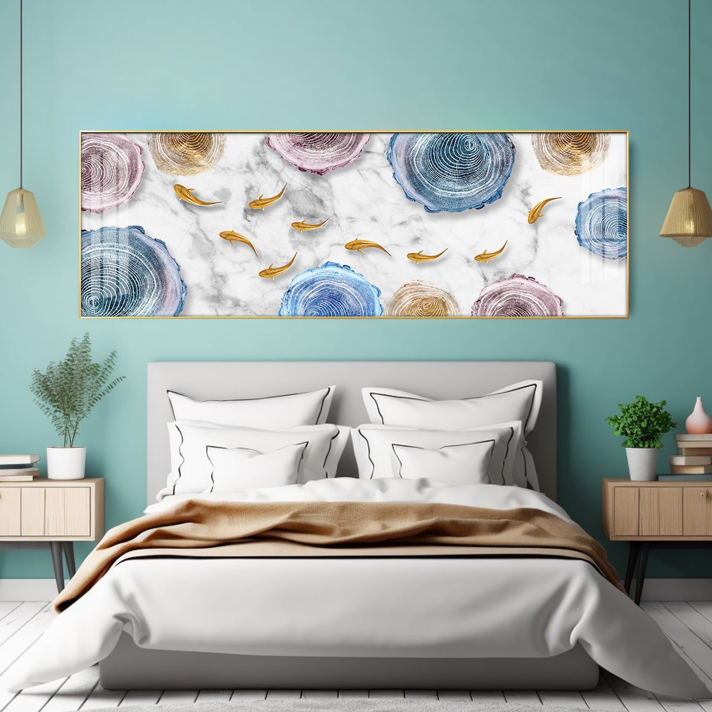 Fish With Abstract Circular Premium Acrylic Horizontal Wall Art