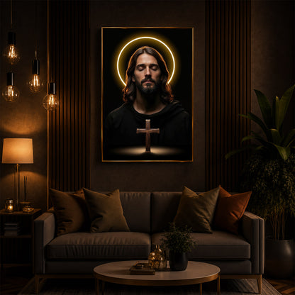 God Jesus Modern Luxury Backlight Vertical Wall Art