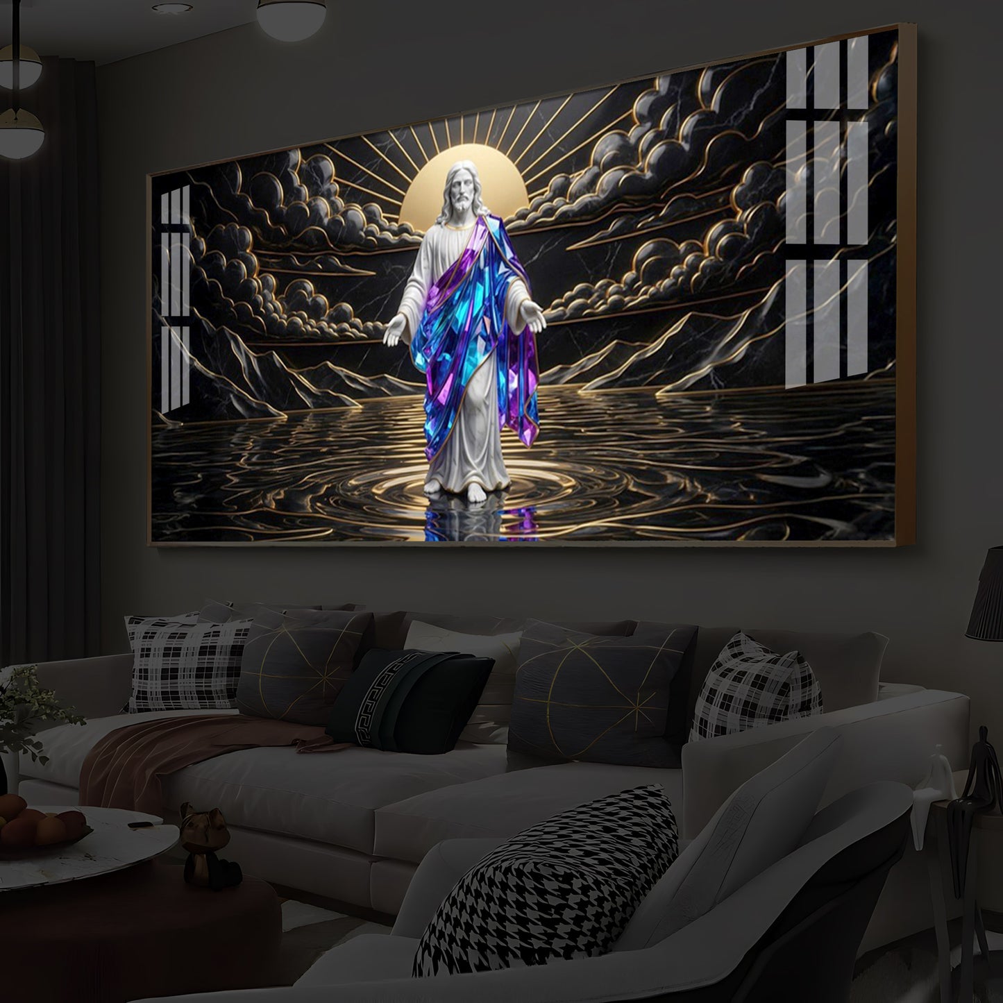 Jesus Christ Modern Luxury Backlight Horizontal Wall Art
