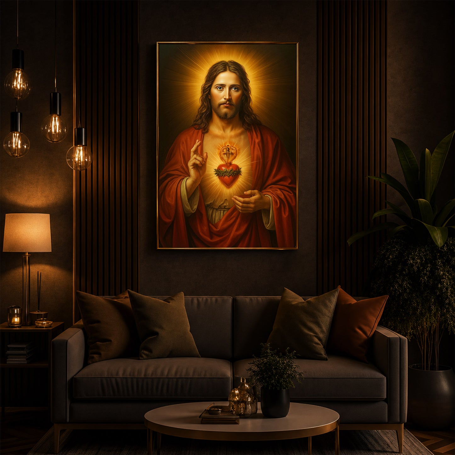 Heart Of Jesus Modern Luxury Backlight Vertical Wall Art