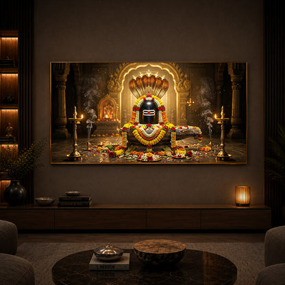 Mahadeva Shivling Modern Luxury Backlight Horizontal Wall Art