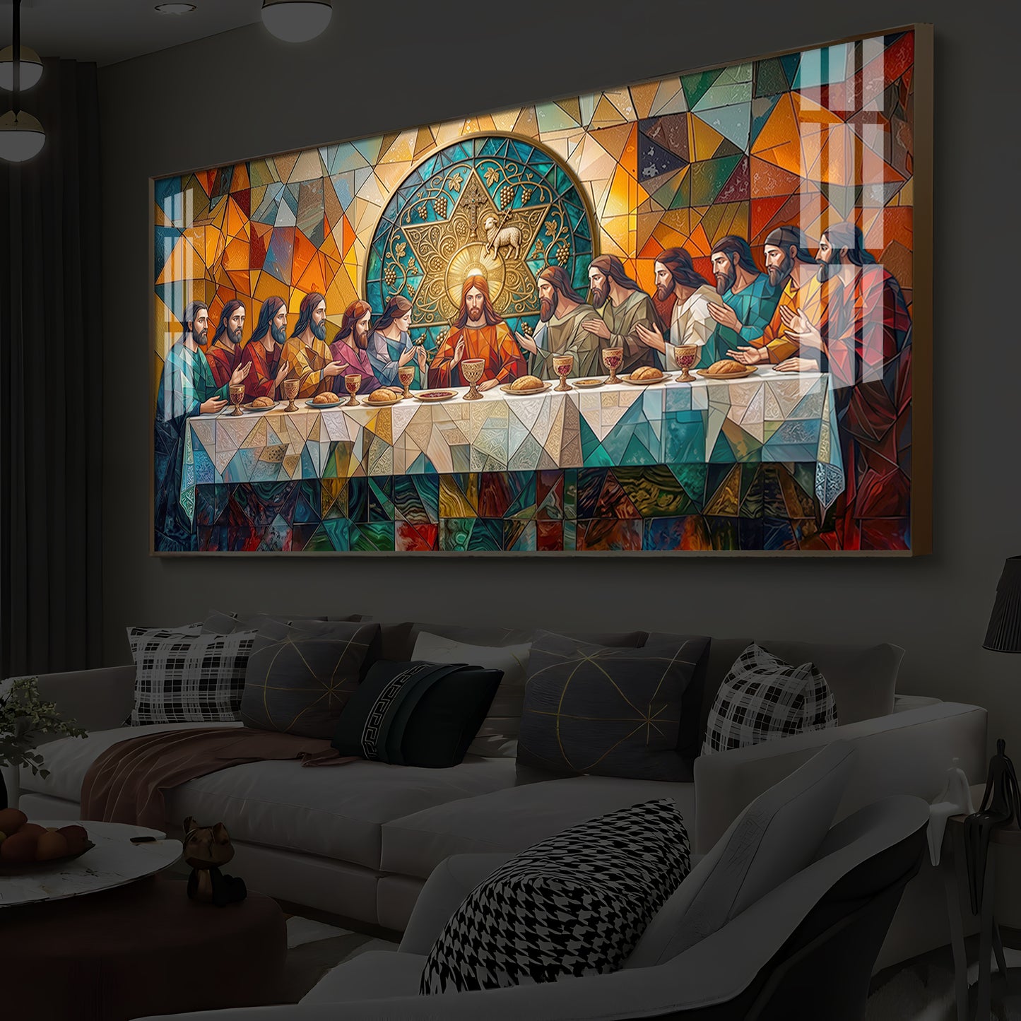 The last Supper Modern Luxury Backlight Horizontal Wall Art