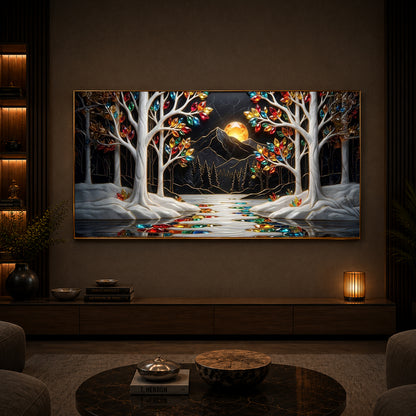 Tree Of Life Modern Luxury Backlight Horizontal Wall Art