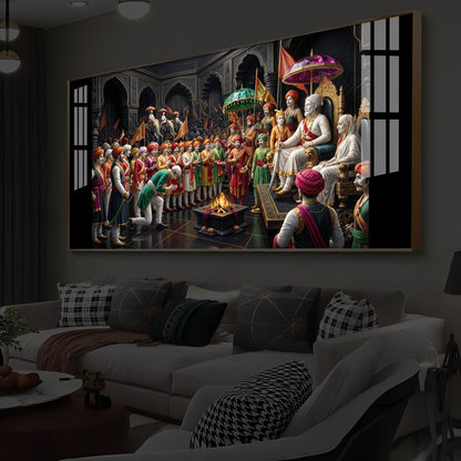 Chhatrapati Shivaji Maharaj Raj Darbar Modern Luxury Backlight Horizontal Wall Art