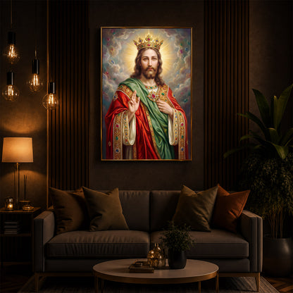 Christ The King Jesus Modern Luxury Backlight Vertical Wall Art