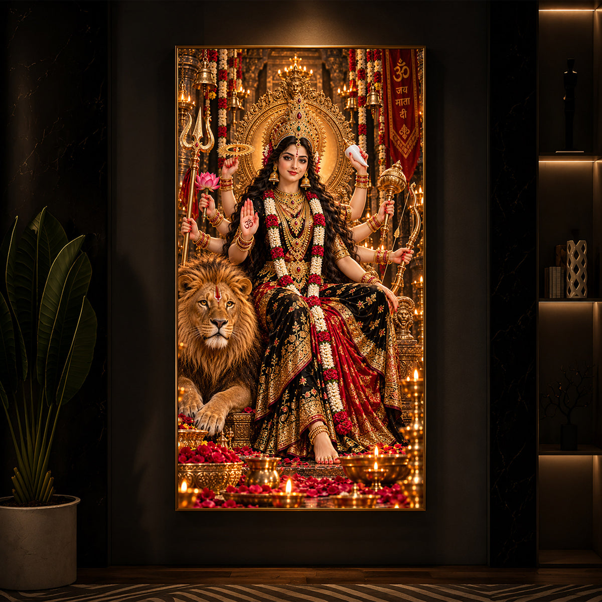 Maa Jagdamba Modern Luxury Backlight Vertical Wall Art
