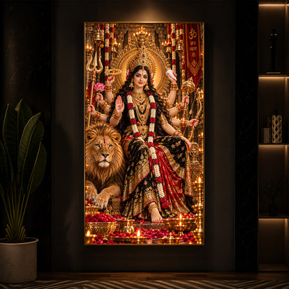 Maa Jagdamba Modern Luxury Backlight Vertical Wall Art
