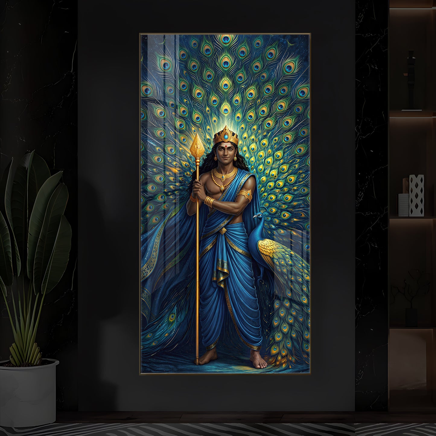 Murugan Bhagwan Ji Modern Luxury Backlight Vertical Wall Art