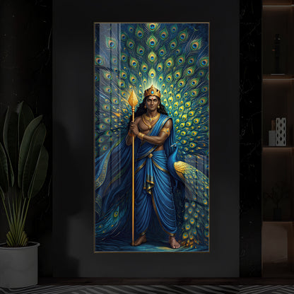 Murugan Bhagwan Ji Modern Luxury Backlight Vertical Wall Art