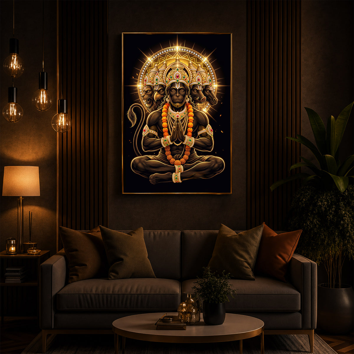 Glowing Panchamukhi Modern Luxury Backlight Vertical Wall Art