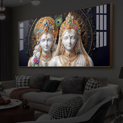 Generic Radha Krishna Modern Luxury Backlight Horizontal Wall Art