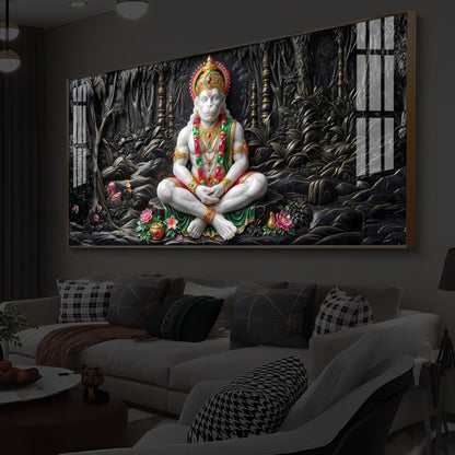 Lord Hanuman Modern Luxury Backlight Horizontal Wall Art