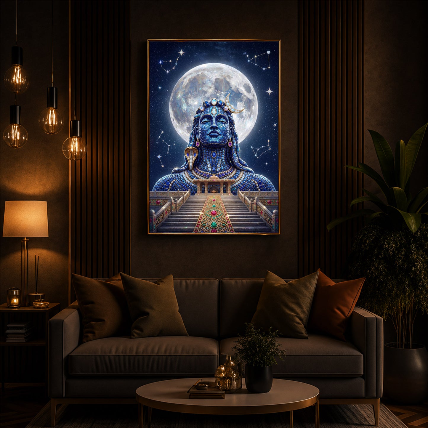 Divine Mahadev Modern Luxury Backlight Vertical Wall Art