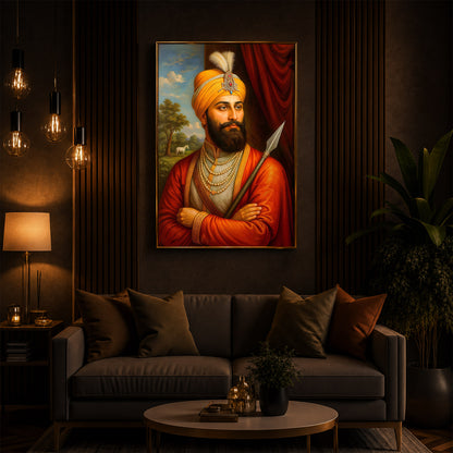 Prestigious Guru Gobind Singh Ji Modern Luxury Backlight Vertical Wall Art