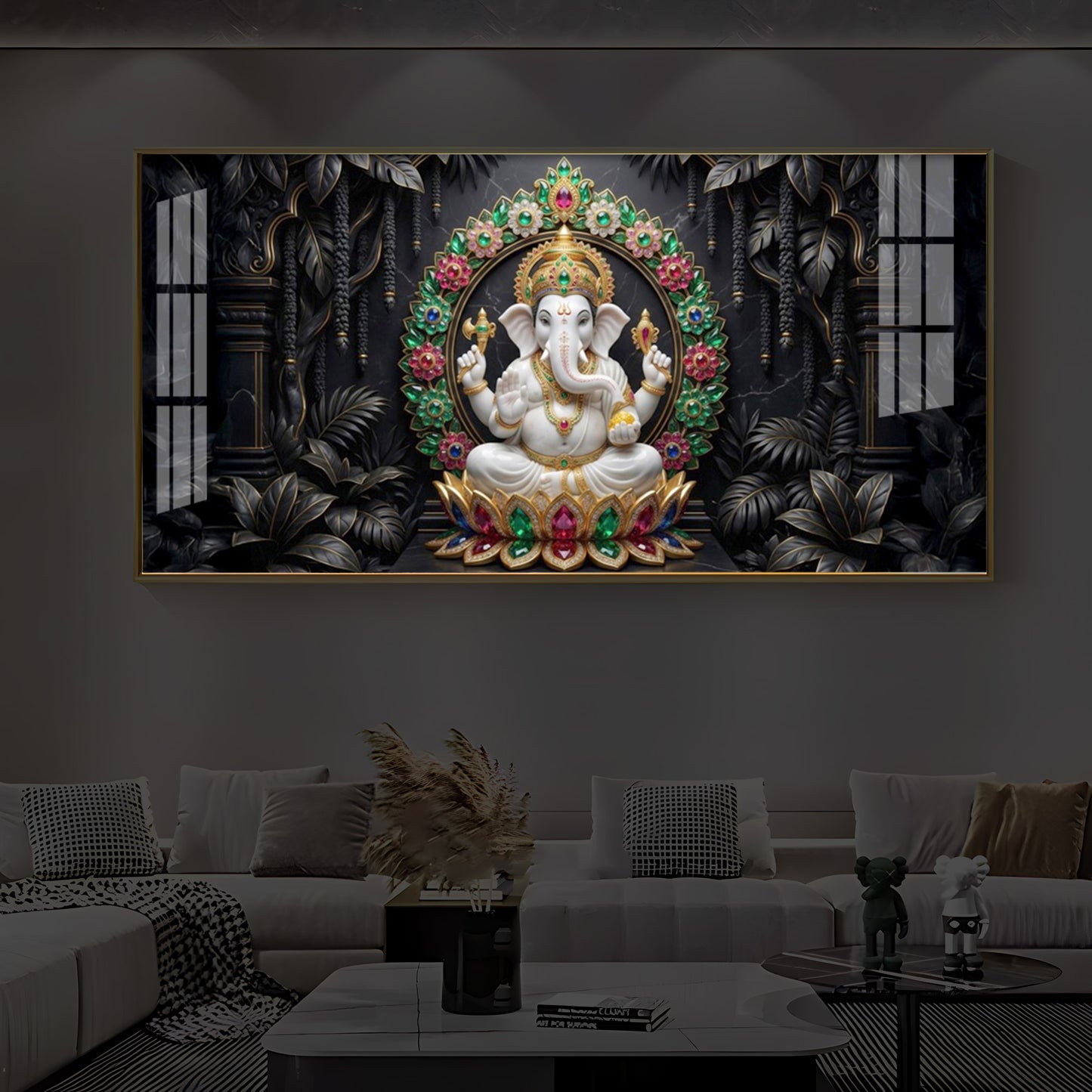 Depicts Lord Ganesha Modern Luxury Backlight Horizontal Wall Art
