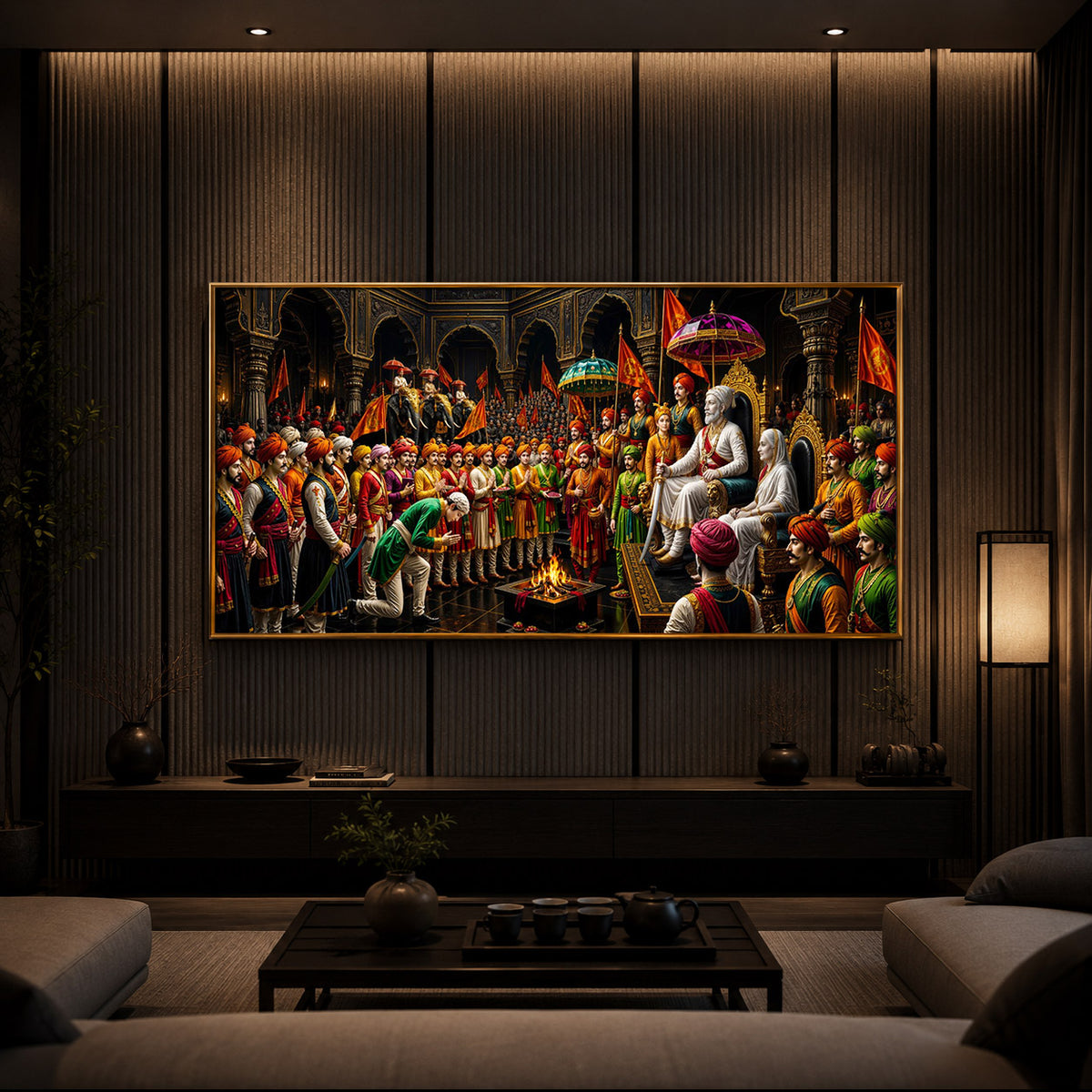 Chhatrapati Shivaji Maharaj Raj Darbar Modern Luxury Backlight Horizontal Wall Art