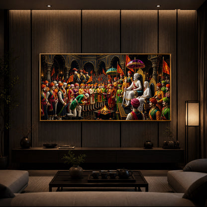 Chhatrapati Shivaji Maharaj Raj Darbar Modern Luxury Backlight Horizontal Wall Art