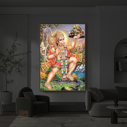 Hindu God Lord Hanuman Ji Modern Luxury Backlight Vertical Wall Art