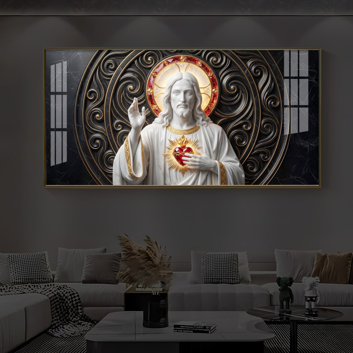 Heart Of Jesus Modern Luxury Backlight Horizontal Wall Art