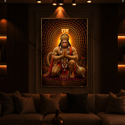 Bajrang Bali Modern Luxury Backlight Vertical Wall Art