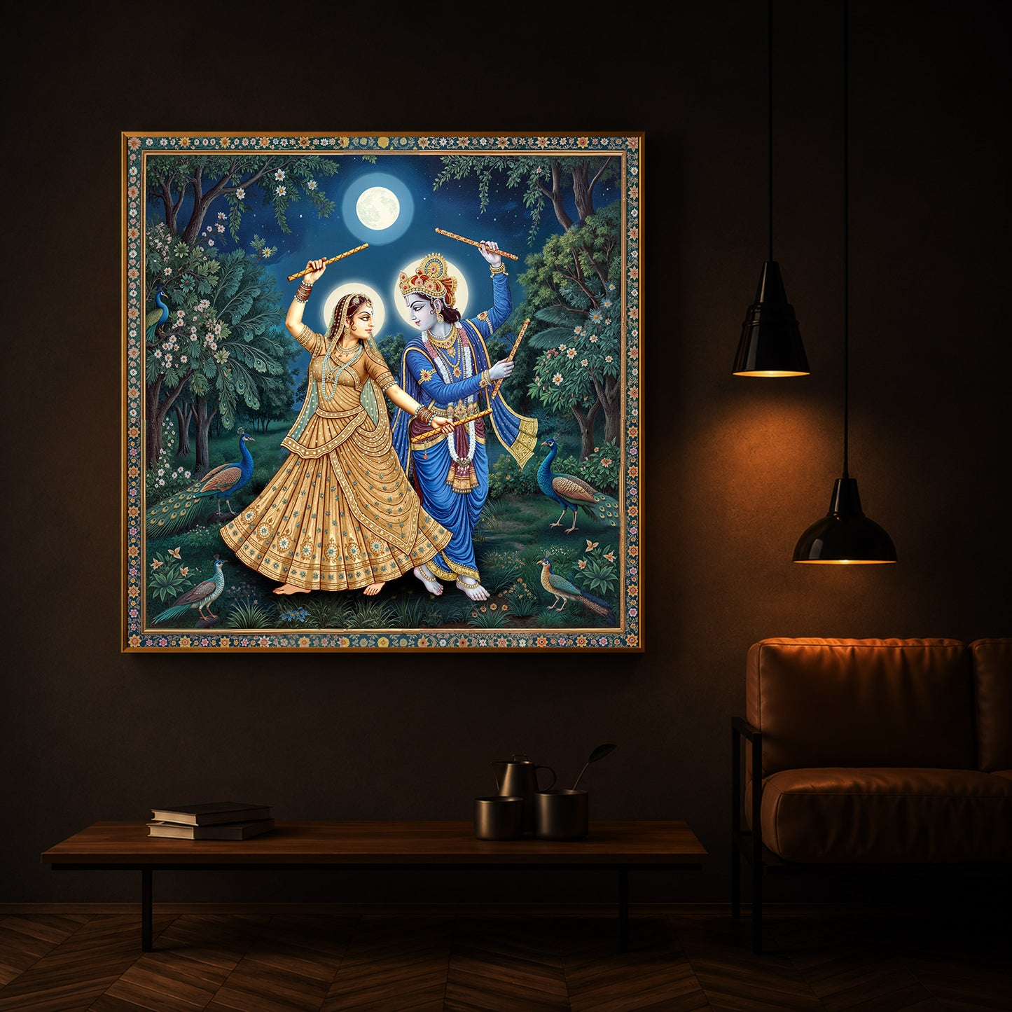 Radha Krishna Definition Of Love Modern Luxury Backlight Square Wall Art