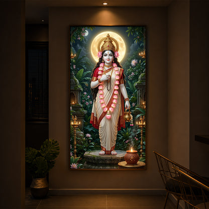 Maa Brahmacharini Modern Luxury Backlight Vertical Wall Art