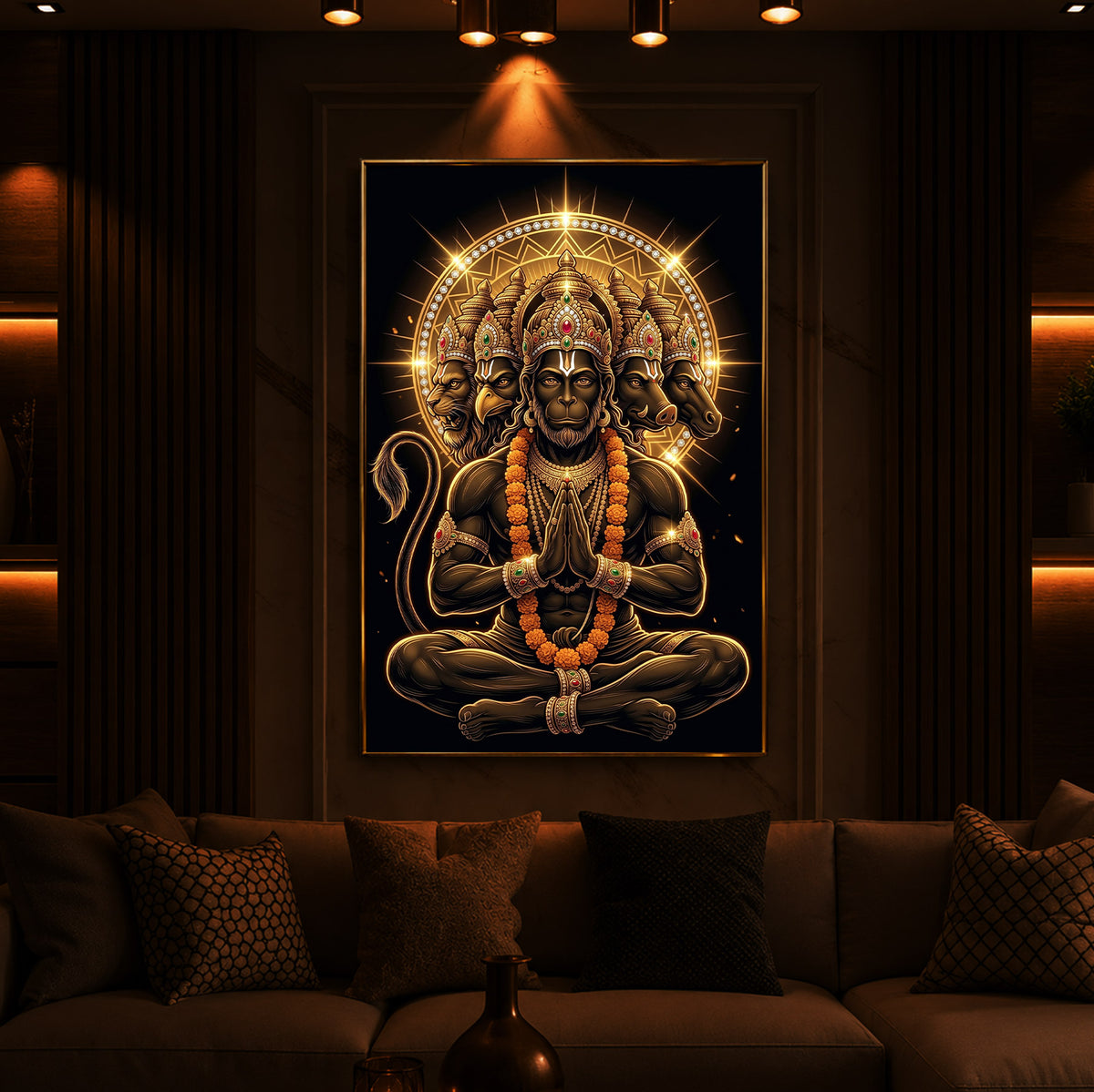Glowing Panchamukhi Modern Luxury Backlight Vertical Wall Art
