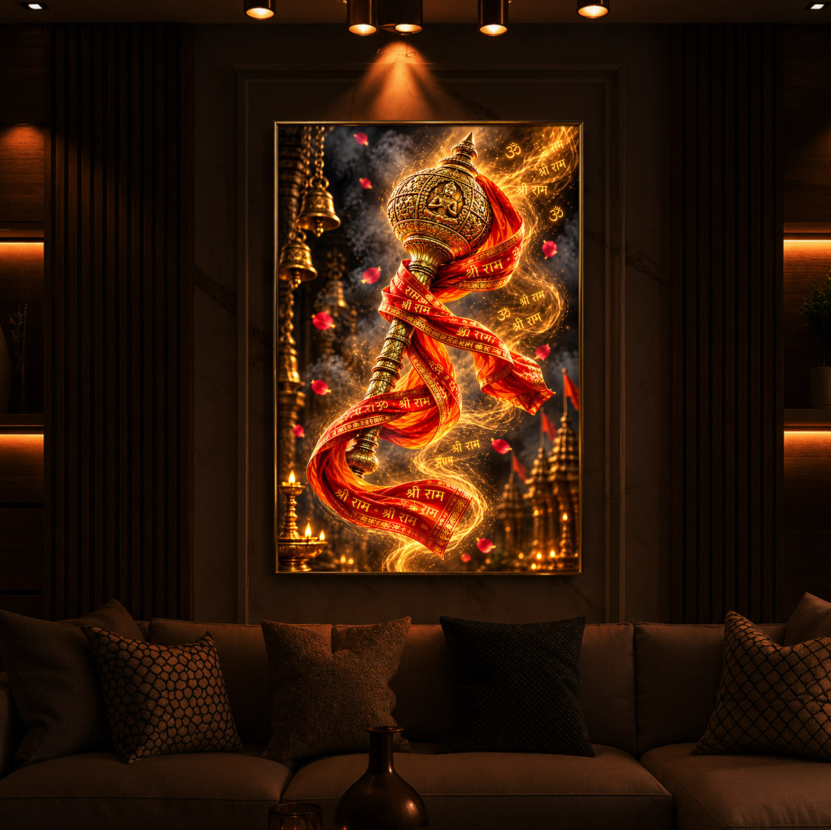 Golden Gada Modern Luxury Backlight Vertical Wall Art