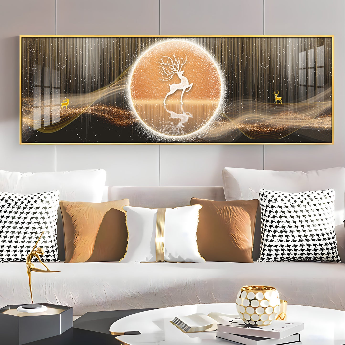 Deer In The Golden Halo Premium Acrylic Horizontal Wall Art
