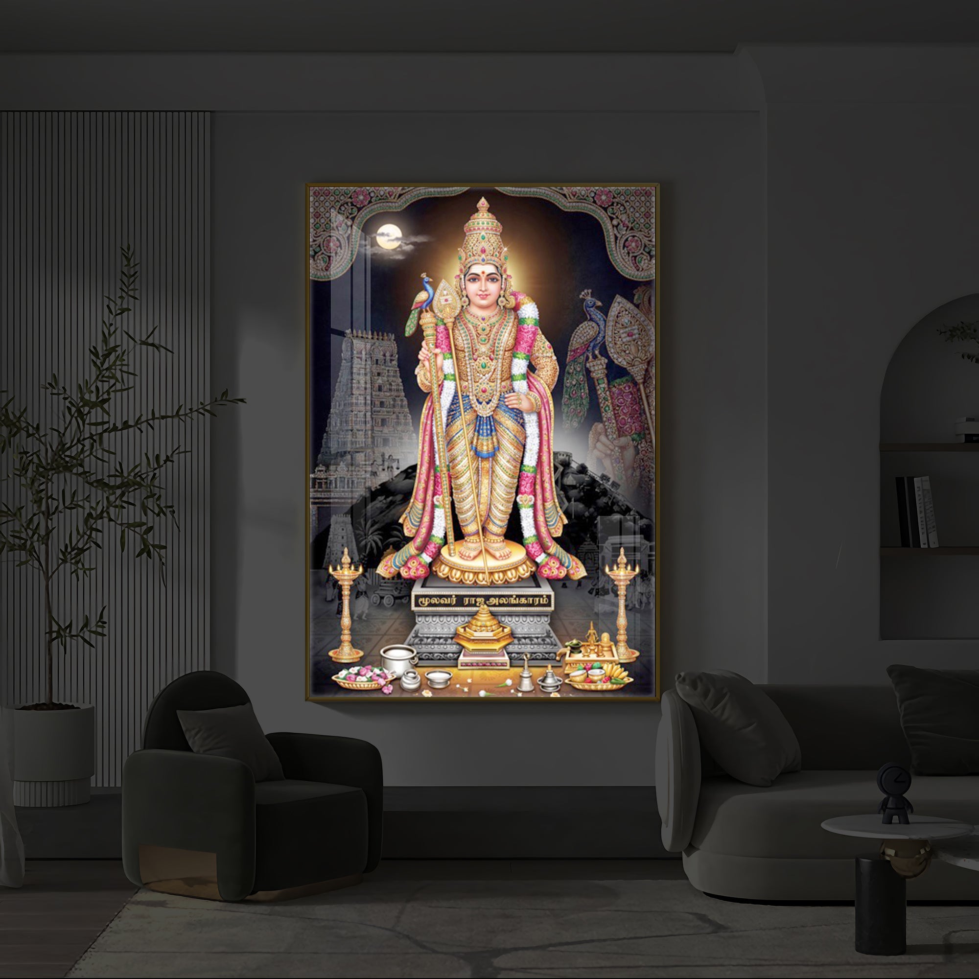 Lord Kartikeya Modern Luxury Backlight Vertical Wall Art