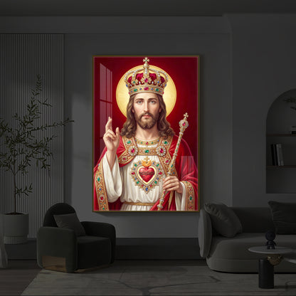 Holy God Christ The King Jesus Modern Luxury Backlight Vertical Wall Art
