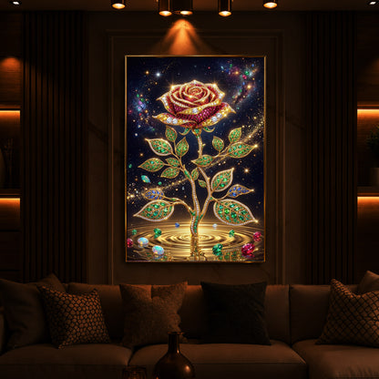 Rose Modern Luxury Backlight Vertical Wall Art