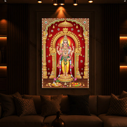 Son of Shiva Lord Murugan Modern Luxury Backlight Vertical Wall Art