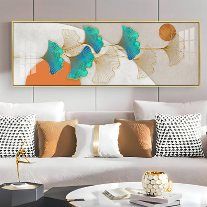 Blue & White Leaf Premium Acrylic Horizontal Wall Art