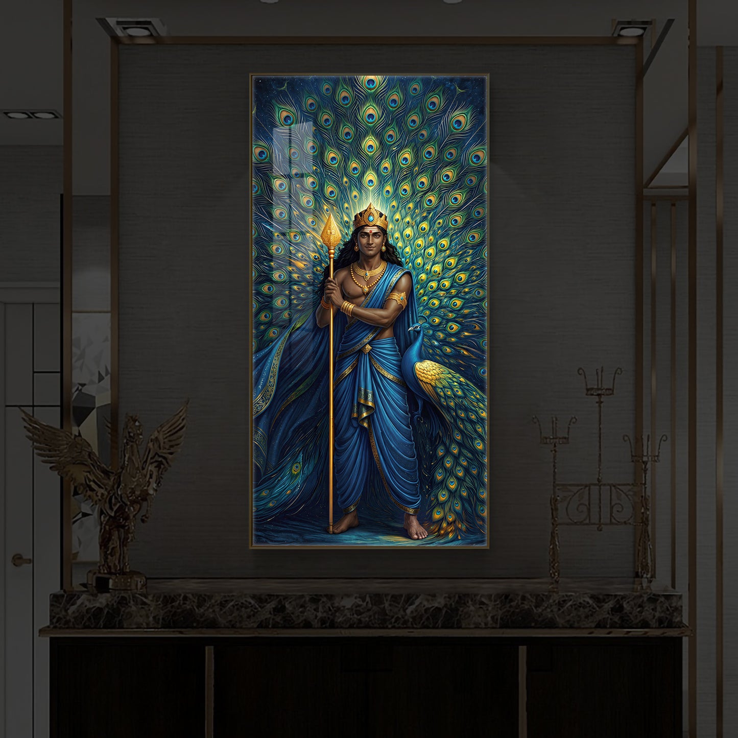 Murugan Bhagwan Ji Modern Luxury Backlight Vertical Wall Art