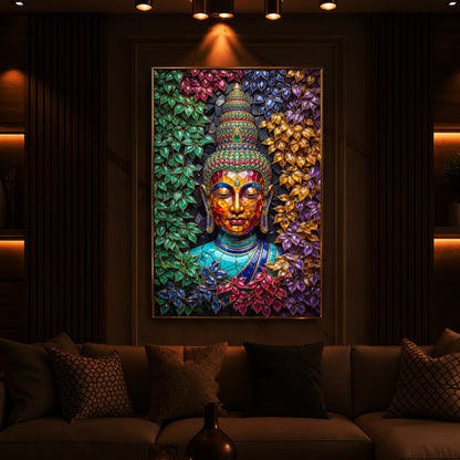 Buddha Colorful Modern Luxury Backlight Vertical Wall Art