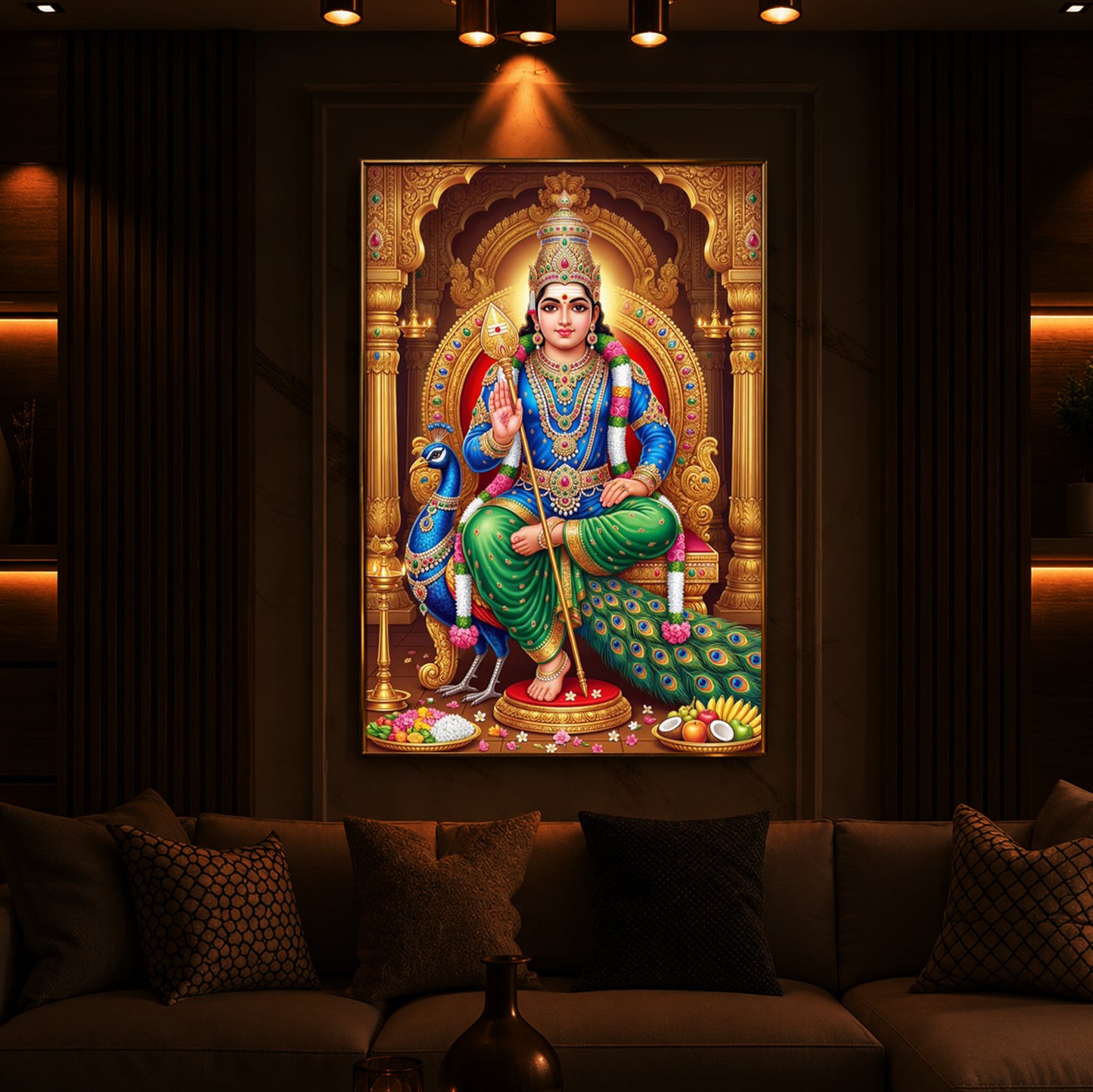 Murugan Bhagwan Modern Luxury Backlight Vertical Wall Art