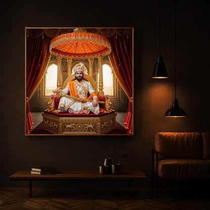 Rajyabhishek of Chattrapati Shivaji Maharaj Modern Luxury Backlight Square Wall Art