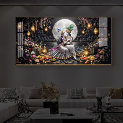 Generic Radha Krishna Romantic Modern Luxury Backlight Horizontal Wall Art